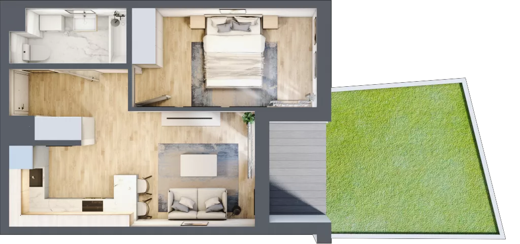 2 pokoje, mieszkanie 37,70 m², parter, oferta nr A02, Zakątek Włochy, Warszawa, Włochy, ul. Robotnicza 11/13