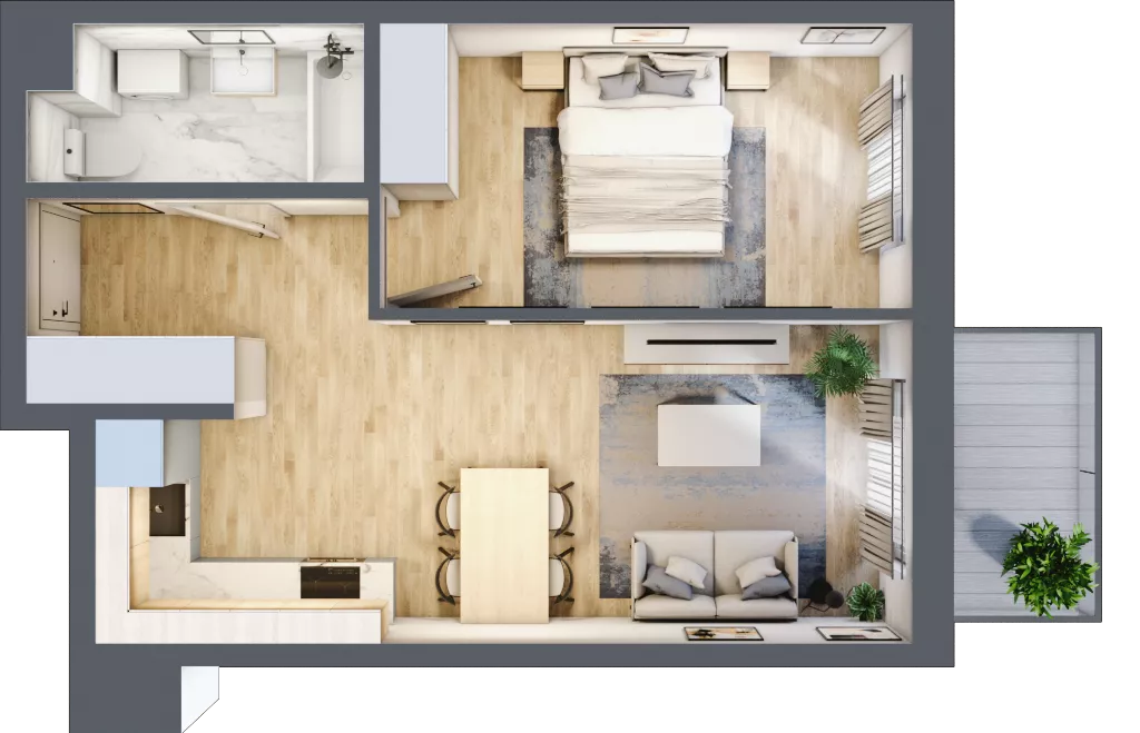2 pokoje, mieszkanie 41,01 m², piętro 1, oferta nr A18, Zakątek Włochy, Warszawa, Włochy, ul. Robotnicza 11/13