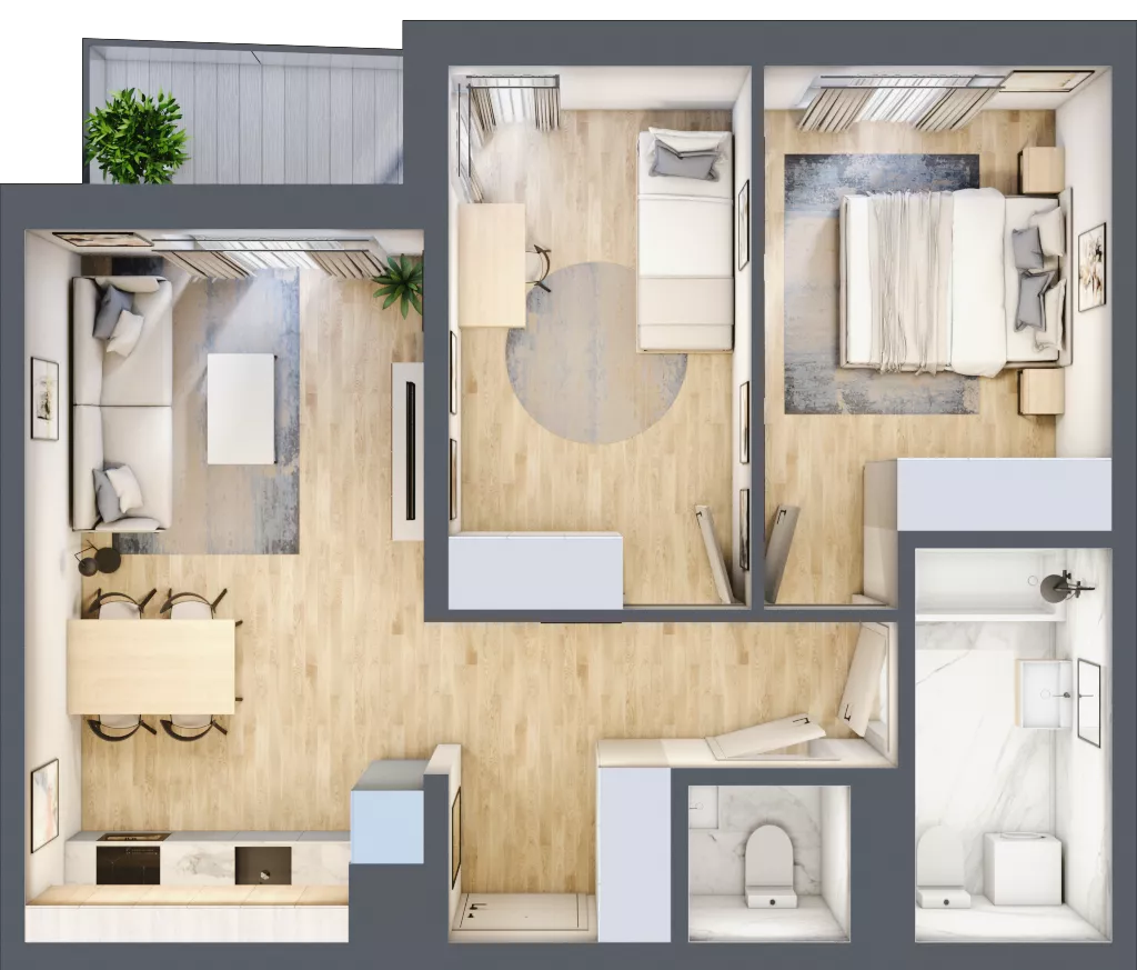3 pokoje, mieszkanie 56,24 m², piętro 1, oferta nr A21, Zakątek Włochy, Warszawa, Włochy, ul. Robotnicza 11/13