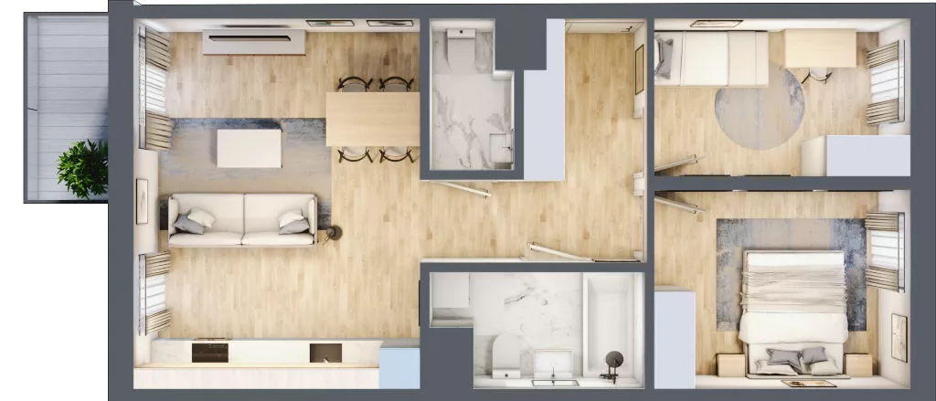 3 pokoje, mieszkanie 58,72 m², piętro 3, oferta nr B56, Zakątek Włochy, Warszawa, Włochy, ul. Robotnicza 11/13