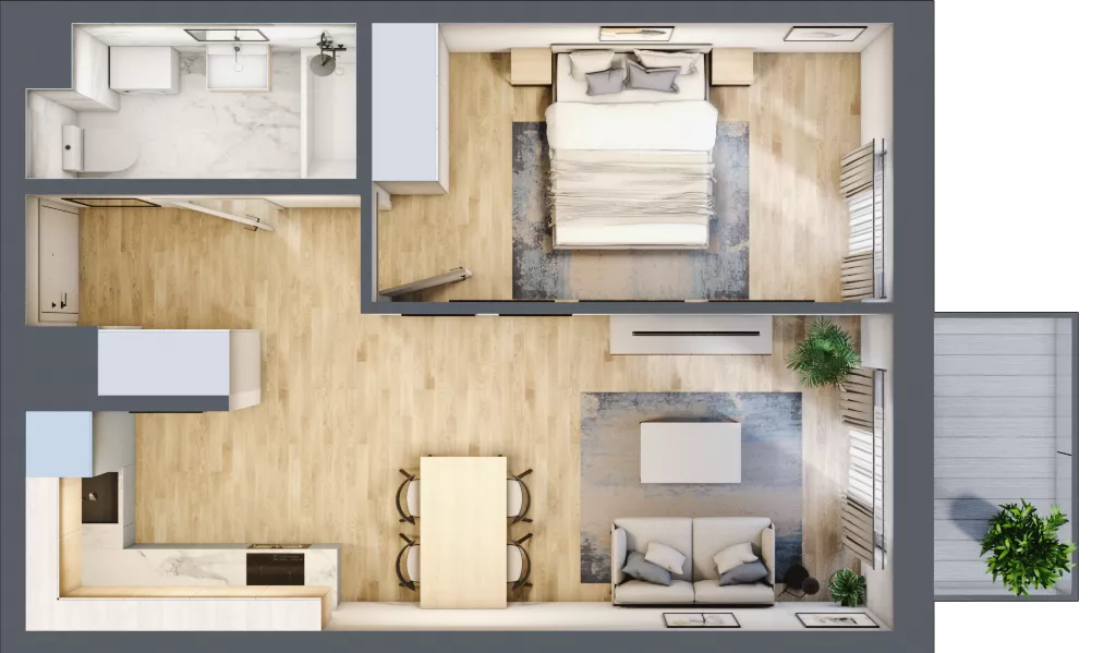 2 pokoje, mieszkanie 41,84 m², piętro 3, oferta nr A40, Zakątek Włochy, Warszawa, Włochy, ul. Robotnicza 11/13