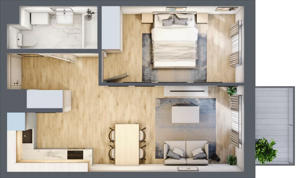 2 pokoje, mieszkanie 41,60 m², piętro 1, oferta nr A15, Zakątek Włochy, Warszawa, Włochy, ul. Robotnicza 11/13