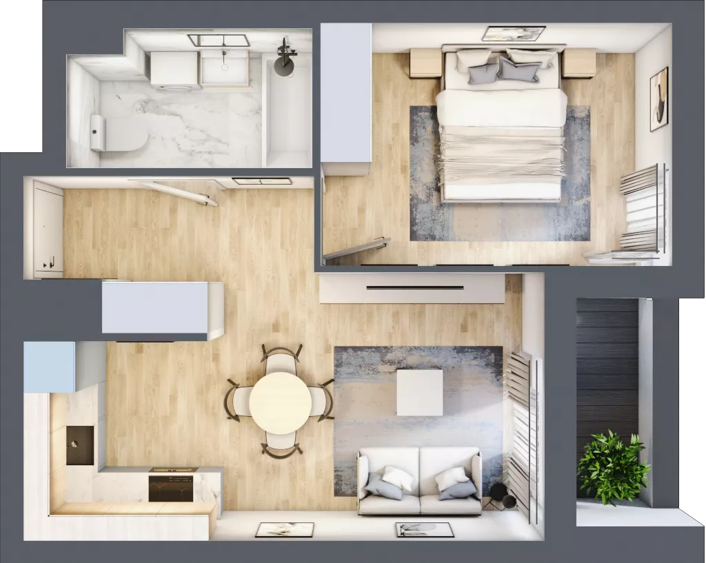 2 pokoje, mieszkanie 38,57 m², piętro 4, oferta nr L-A041, Warszawski Świt Etap XII, Warszawa, Targówek, Bródno, ul. Warszawski Świt