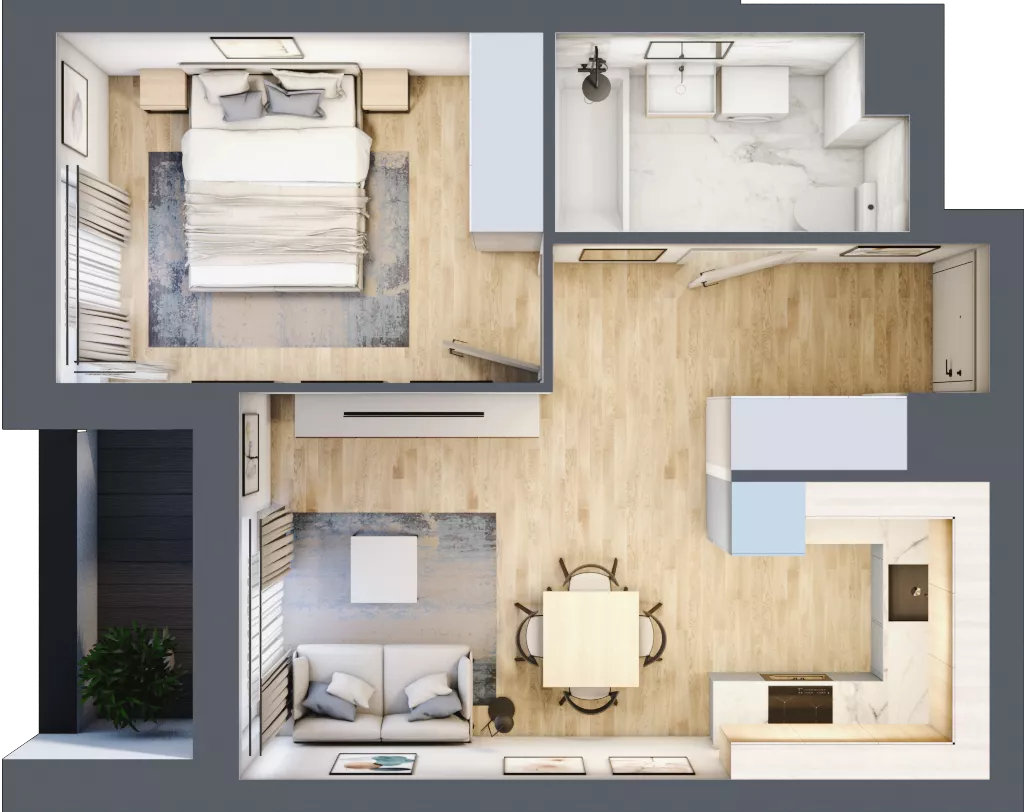 2 pokoje, mieszkanie 38,82 m², piętro 4, oferta nr L-A045, Warszawski Świt Etap XII, Warszawa, Targówek, Bródno, ul. Warszawski Świt