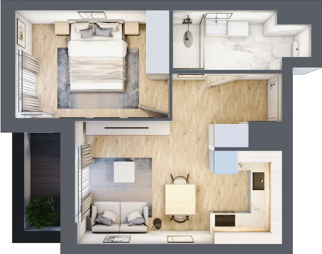 2 pokoje, mieszkanie 36,14 m², piętro 4, oferta nr L-A046, Warszawski Świt Etap XII, Warszawa, Targówek, Bródno, ul. Warszawski Świt