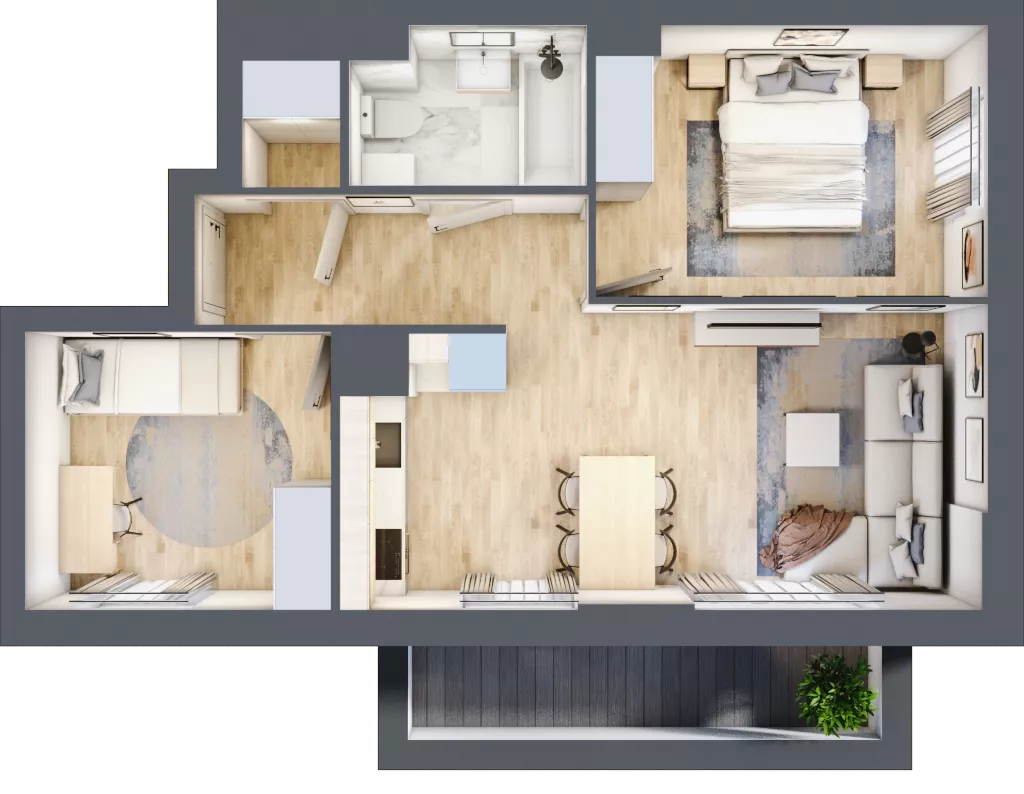 3 pokoje, mieszkanie 51,80 m², piętro 1, oferta nr L-B076, Warszawski Świt Etap XII, Warszawa, Targówek, Bródno, ul. Warszawski Świt