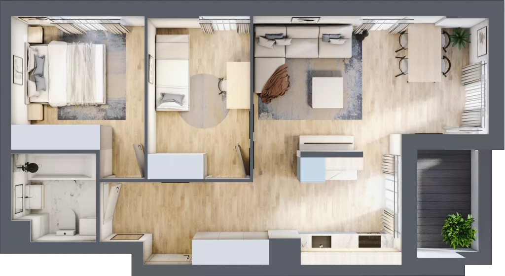 3 pokoje, mieszkanie 58,36 m², piętro 1, oferta nr L-B073, Warszawski Świt Etap XII, Warszawa, Targówek, Bródno, ul. Warszawski Świt
