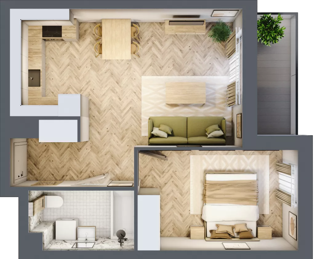 2 pokoje, mieszkanie 42,88 m², piętro 5, oferta nr A.3.6.3, FORMA, Elbląg, Zatorze, ul. Mielczarskiego
