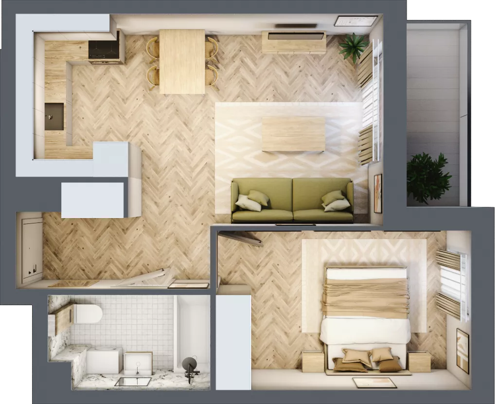 2 pokoje, mieszkanie 41,98 m², piętro 2, oferta nr A.1.3.3, FORMA, Elbląg, Zatorze, ul. Mielczarskiego