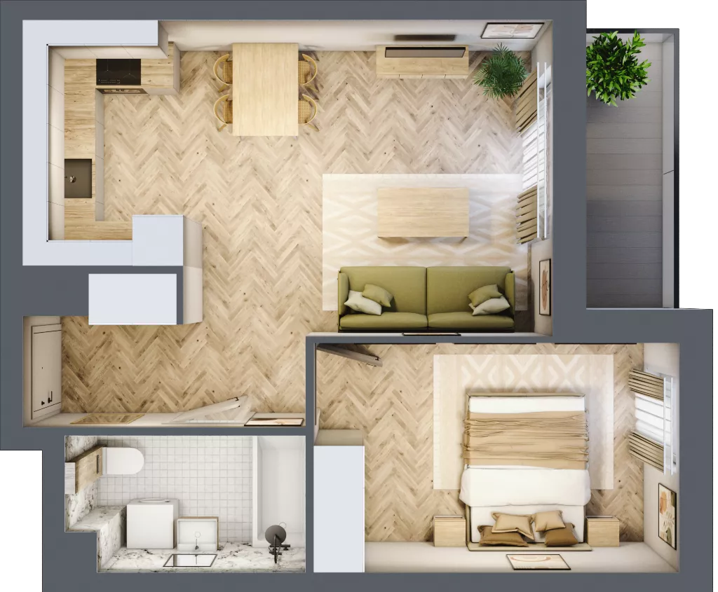 2 pokoje, mieszkanie 42,89 m², piętro 6, oferta nr A.3.7.3, FORMA, Elbląg, Zatorze, ul. Mielczarskiego