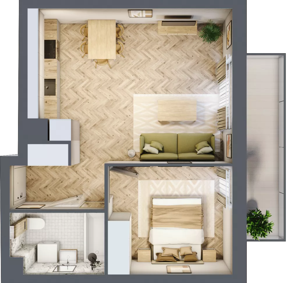 2 pokoje, mieszkanie 42,35 m², piętro 2, oferta nr A.2.3.2, FORMA, Elbląg, Zatorze, ul. Mielczarskiego