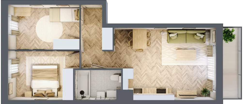3 pokoje, mieszkanie 55,02 m², piętro 2, oferta nr A.3.3.1, FORMA, Elbląg, Zatorze, ul. Mielczarskiego