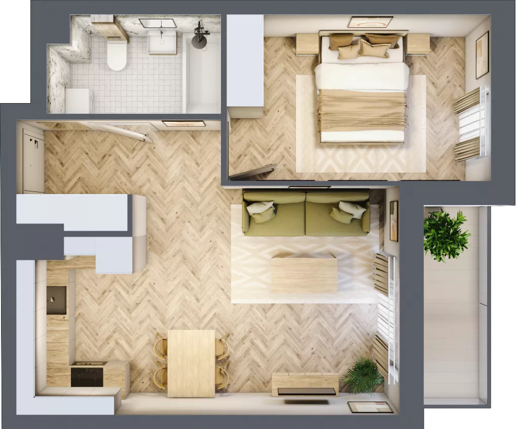 2 pokoje, mieszkanie 42,89 m², piętro 5, oferta nr A.3.6.2, FORMA, Elbląg, Zatorze, ul. Mielczarskiego