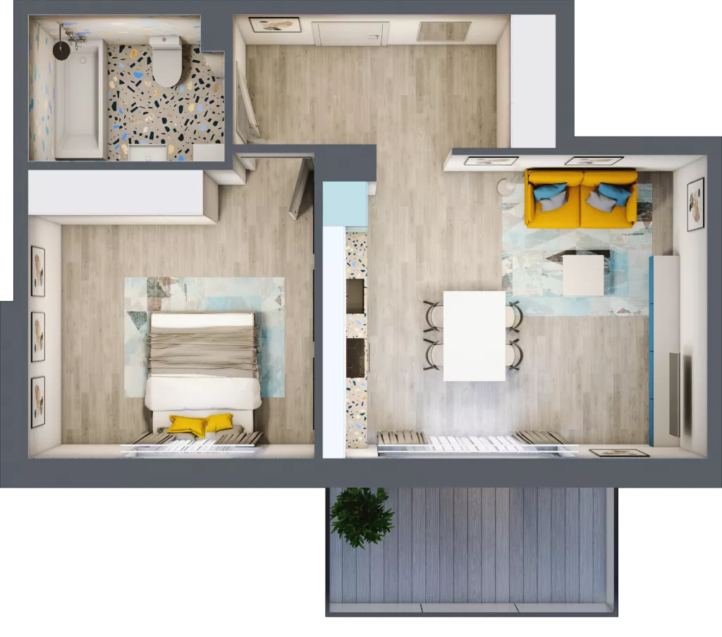 2 pokoje, mieszkanie 48,21 m², piętro 1, oferta nr 1/1-5, ul. Stawowa, Kraków, Prądnik Biały, Bronowice Wielkie, ul. Stawowa 242