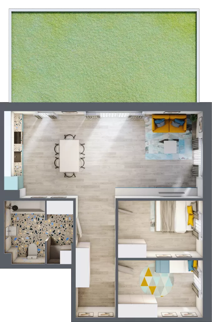 3 pokoje, mieszkanie 72,73 m², parter, oferta nr 1/1-4, ul. Stawowa, Kraków, Prądnik Biały, Bronowice Wielkie, ul. Stawowa 242