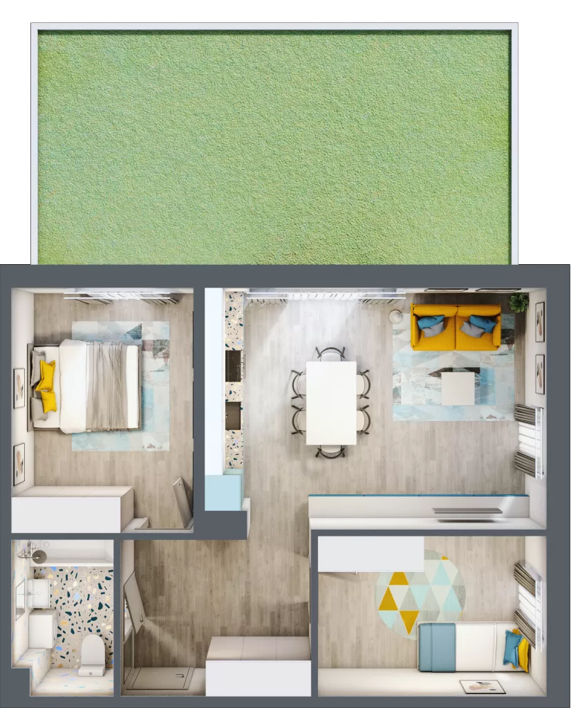 3 pokoje, mieszkanie 58,99 m², parter, oferta nr 1/2-4, ul. Stawowa, Kraków, Prądnik Biały, Bronowice Wielkie, ul. Stawowa 242