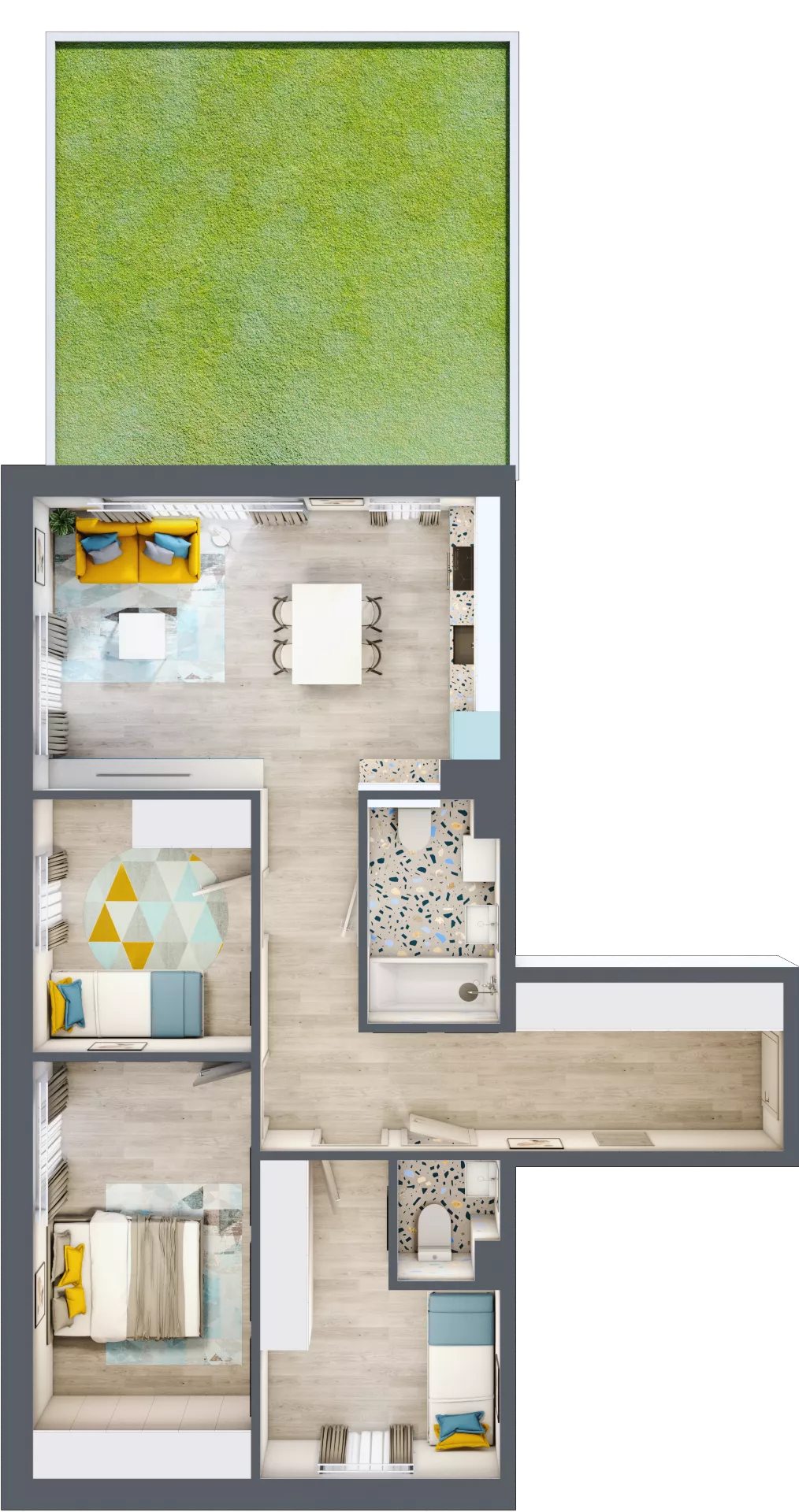 4 pokoje, mieszkanie 72,50 m², parter, oferta nr 1/2-2, ul. Stawowa, Kraków, Prądnik Biały, Bronowice Wielkie, ul. Stawowa 242