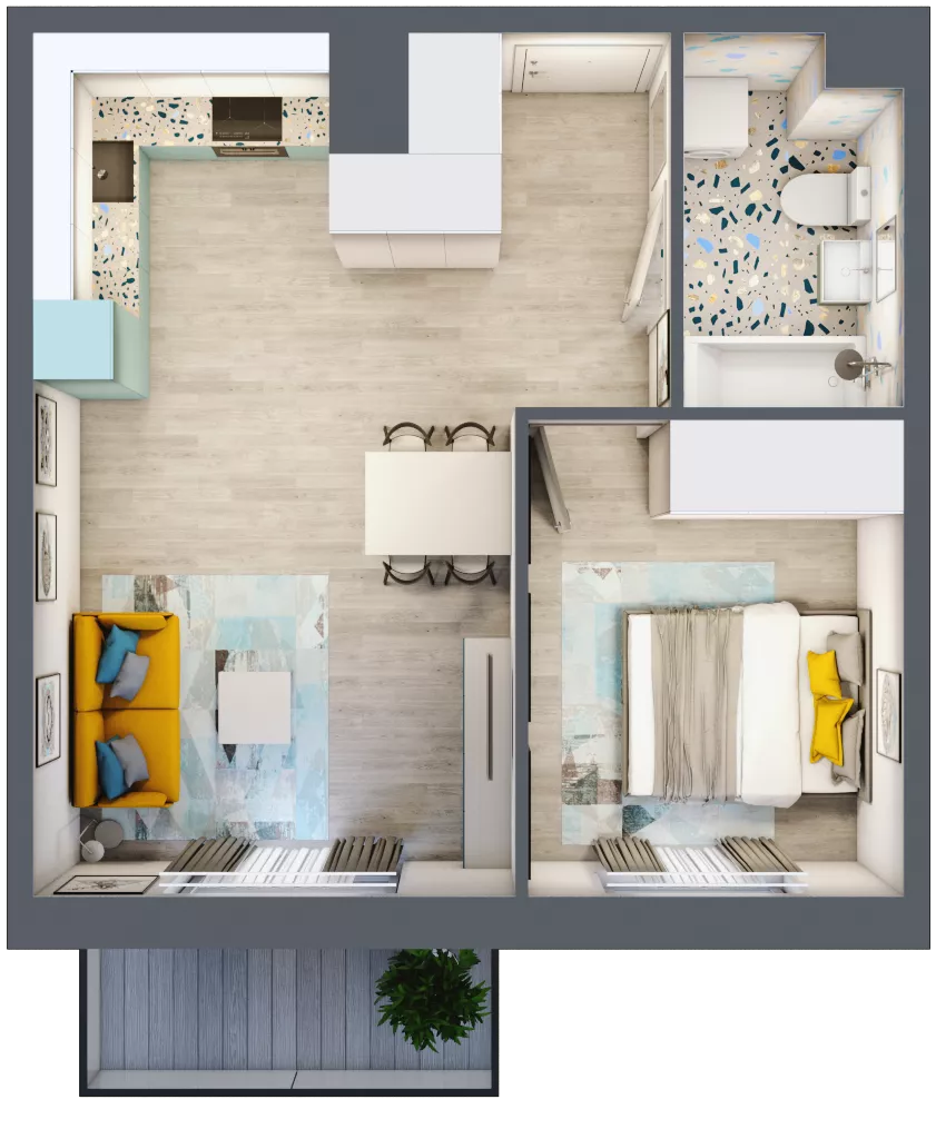 2 pokoje, mieszkanie 40,74 m², piętro 3, oferta nr 64, ul. Powstańców / os. Piastów - Budynek E, Kraków, Mistrzejowice, Osiedle Piastów, ul. Powstańców / os. Piastów