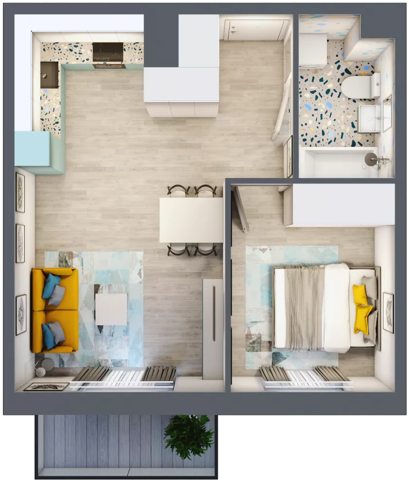 2 pokoje, mieszkanie 41,01 m², piętro 8, oferta nr 104, ul. Powstańców / os. Piastów - Budynek E, Kraków, Mistrzejowice, Osiedle Piastów, ul. Powstańców / os. Piastów