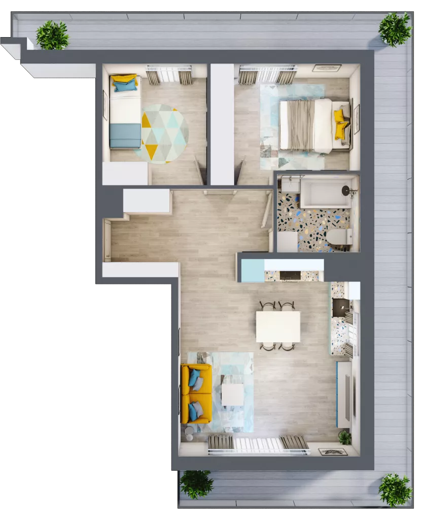 3 pokoje, mieszkanie 57,34 m², piętro 4, oferta nr F17, ul. Glogera - bud. F i G, Kraków, Prądnik Biały, Górka Narodowa, ul. Zygmunta Glogera