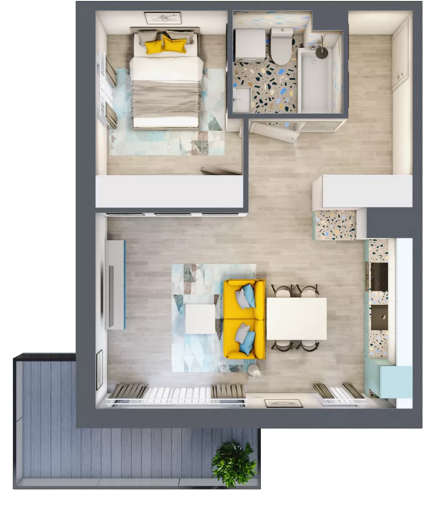 2 pokoje, mieszkanie 42,80 m², piętro 1, oferta nr F28, ul. Glogera - bud. F i G, Kraków, Prądnik Biały, Górka Narodowa, ul. Zygmunta Glogera