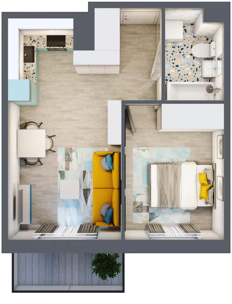 2 pokoje, mieszkanie 36,90 m², piętro 3, oferta nr 43, ul. Powstańców / os. Piastów - Budynek F, Kraków, Mistrzejowice, Osiedle Piastów, ul. Powstańców / os. Piastów