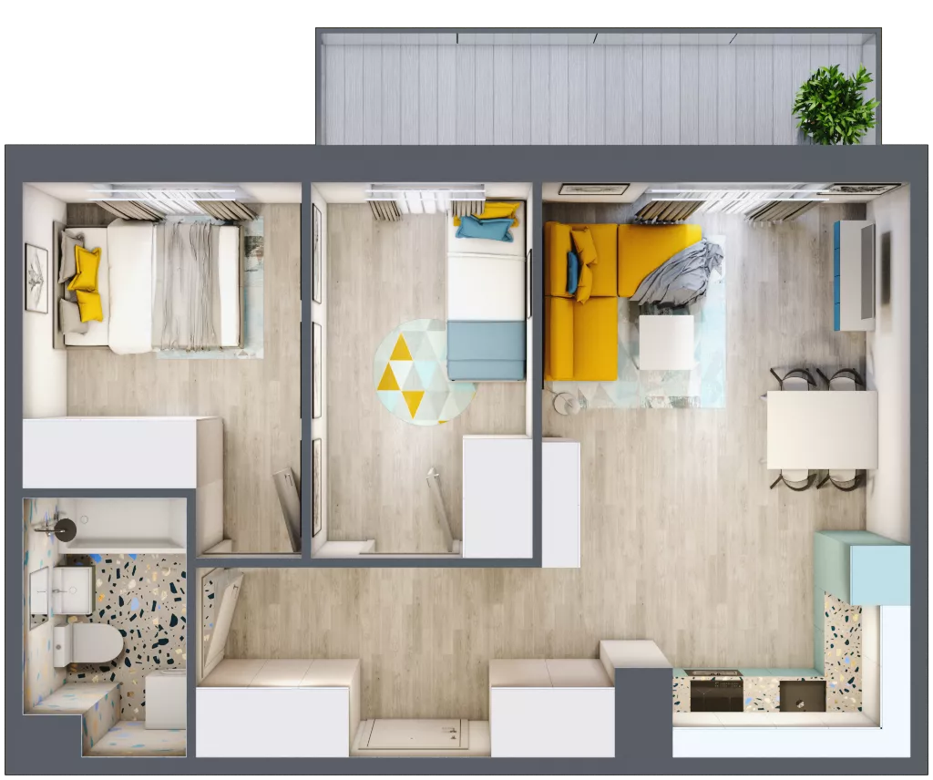 3 pokoje, mieszkanie 49,25 m², piętro 9, oferta nr 109, ul. Powstańców / os. Piastów - Budynek F, Kraków, Mistrzejowice, Osiedle Piastów, ul. Powstańców / os. Piastów