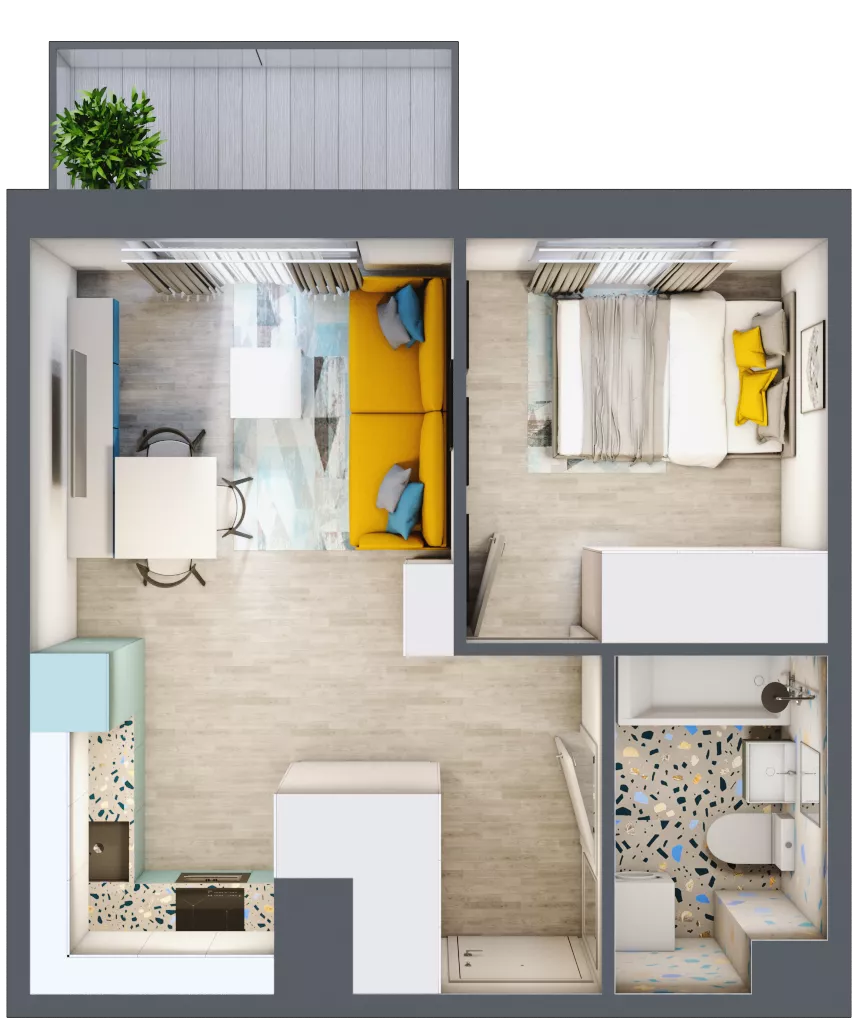 2 pokoje, mieszkanie 33,74 m², piętro 5, oferta nr 71, ul. Powstańców / os. Piastów - Budynek F, Kraków, Mistrzejowice, Osiedle Piastów, ul. Powstańców / os. Piastów