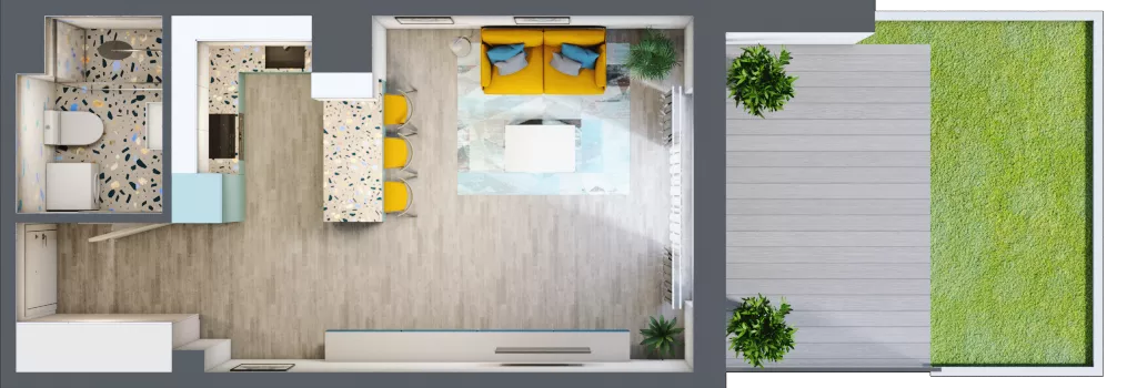 1 pokój, mieszkanie 33,68 m², parter, oferta nr 2, Smętna Garden, Kraków, Bronowice, Bronowice Wielkie, ul. Smętna 1E/F