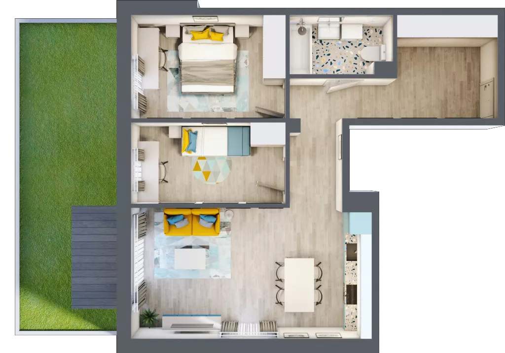 3 pokoje, mieszkanie 62,34 m², parter, oferta nr 7, Smętna Garden, Kraków, Bronowice, Bronowice Wielkie, ul. Smętna 1E/F