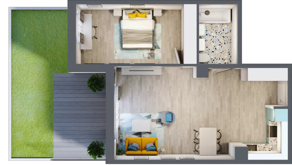 2 pokoje, mieszkanie 55,35 m², parter, oferta nr 9, Smętna Garden, Kraków, Bronowice, Bronowice Wielkie, ul. Smętna 1E/F
