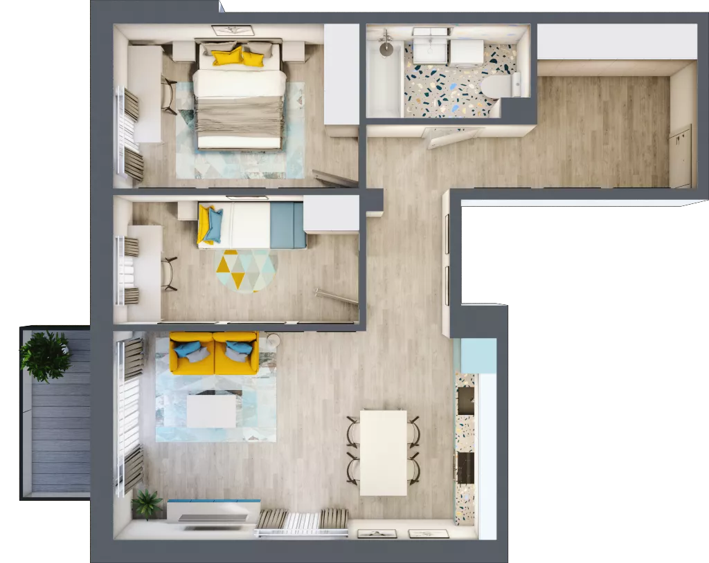 3 pokoje, mieszkanie 62,33 m², piętro 1, oferta nr 12, Smętna Garden, Kraków, Bronowice, Bronowice Wielkie, ul. Smętna 1E/F