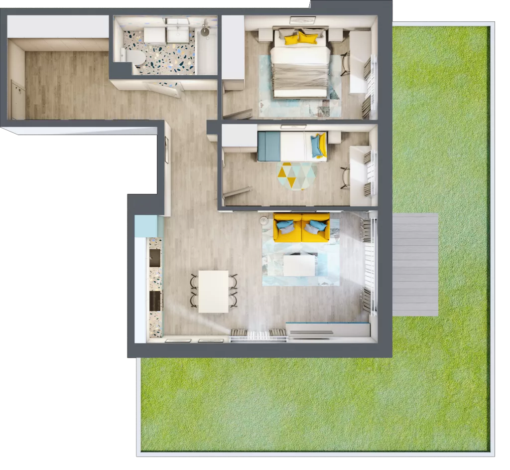3 pokoje, mieszkanie 62,29 m², parter, oferta nr 4, Smętna Garden, Kraków, Bronowice, Bronowice Wielkie, ul. Smętna 1E/F
