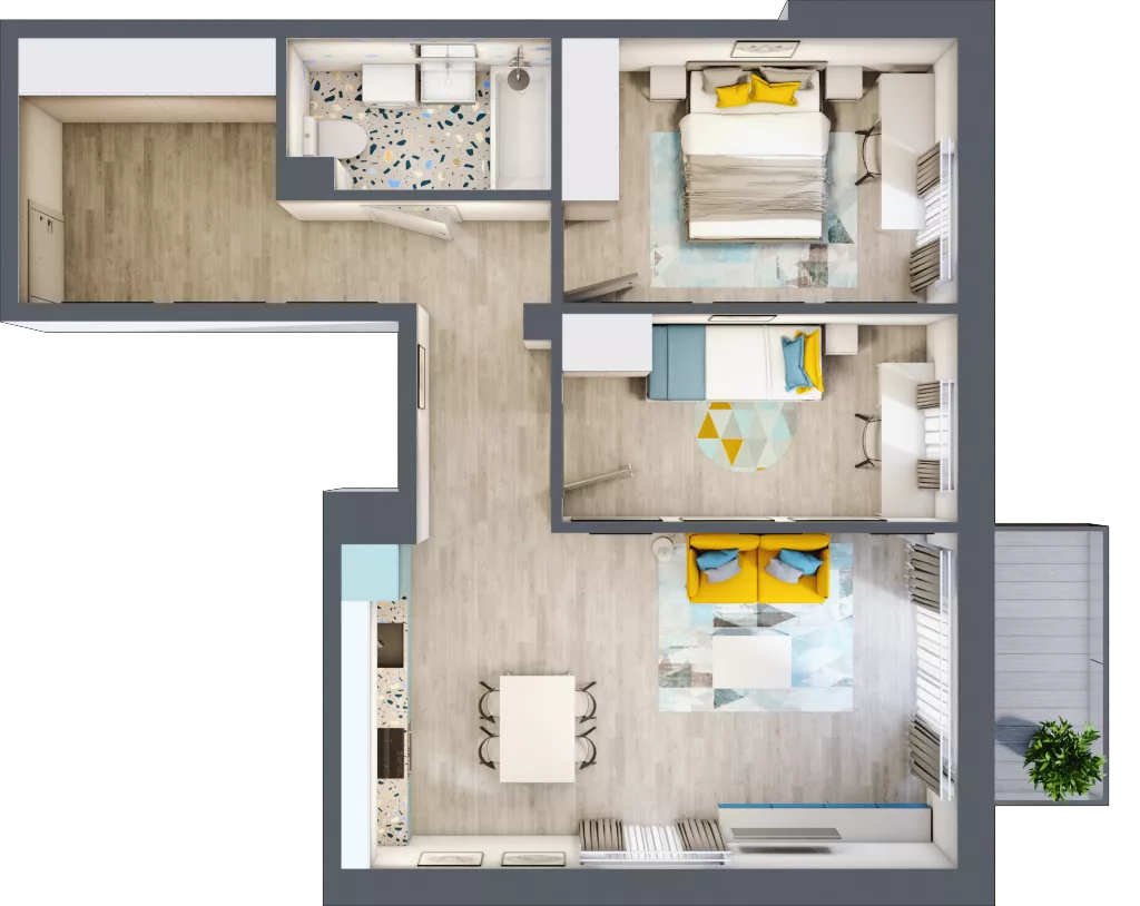 3 pokoje, mieszkanie 62,55 m², piętro 1, oferta nr 19, Smętna Garden, Kraków, Bronowice, Bronowice Wielkie, ul. Smętna 1E/F