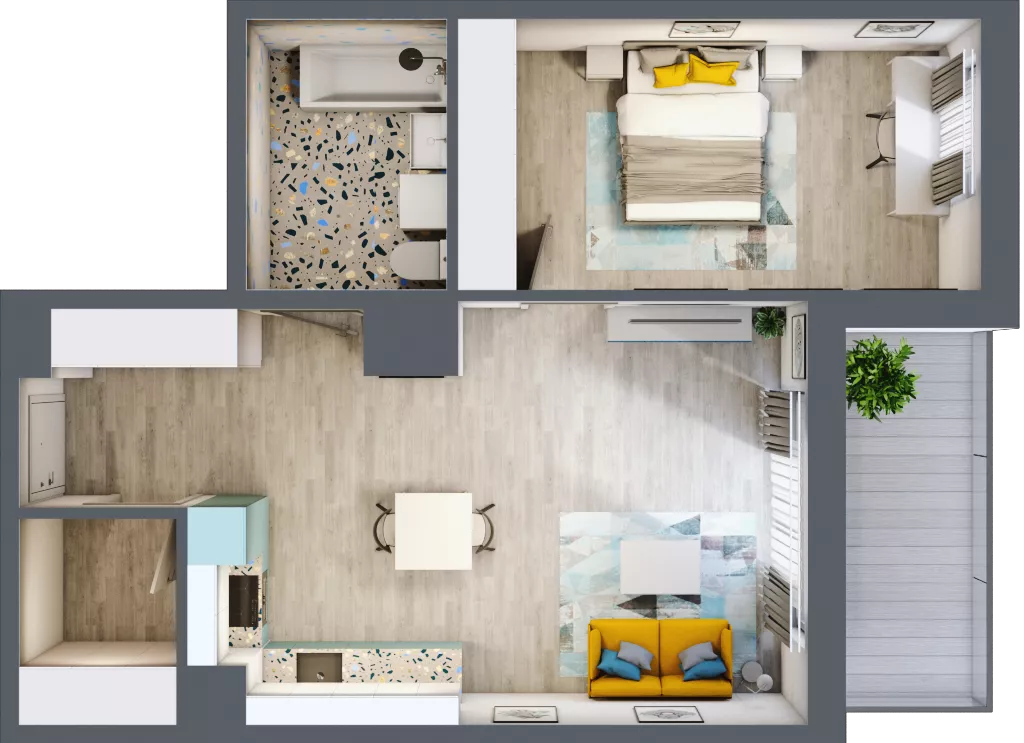2 pokoje, mieszkanie 54,56 m², piętro 1, oferta nr 17, Smętna Garden, Kraków, Bronowice, Bronowice Wielkie, ul. Smętna 1E/F