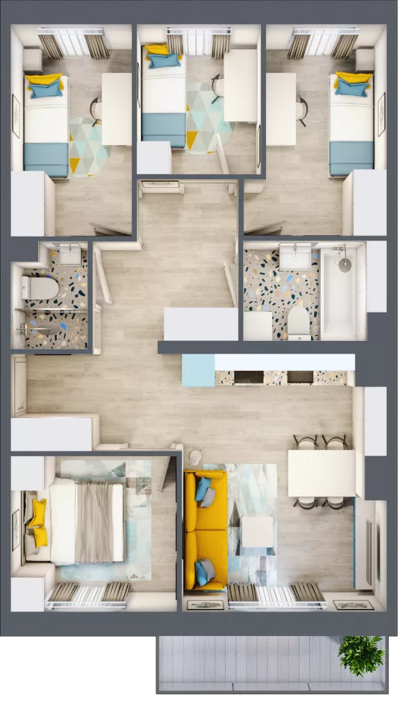 5 pokoi, mieszkanie 69,07 m², piętro 3, oferta nr A8, ul. Stawowa ABC, Kraków, Prądnik Biały, Bronowice Wielkie, ul. Stawowa 246/246A/246B