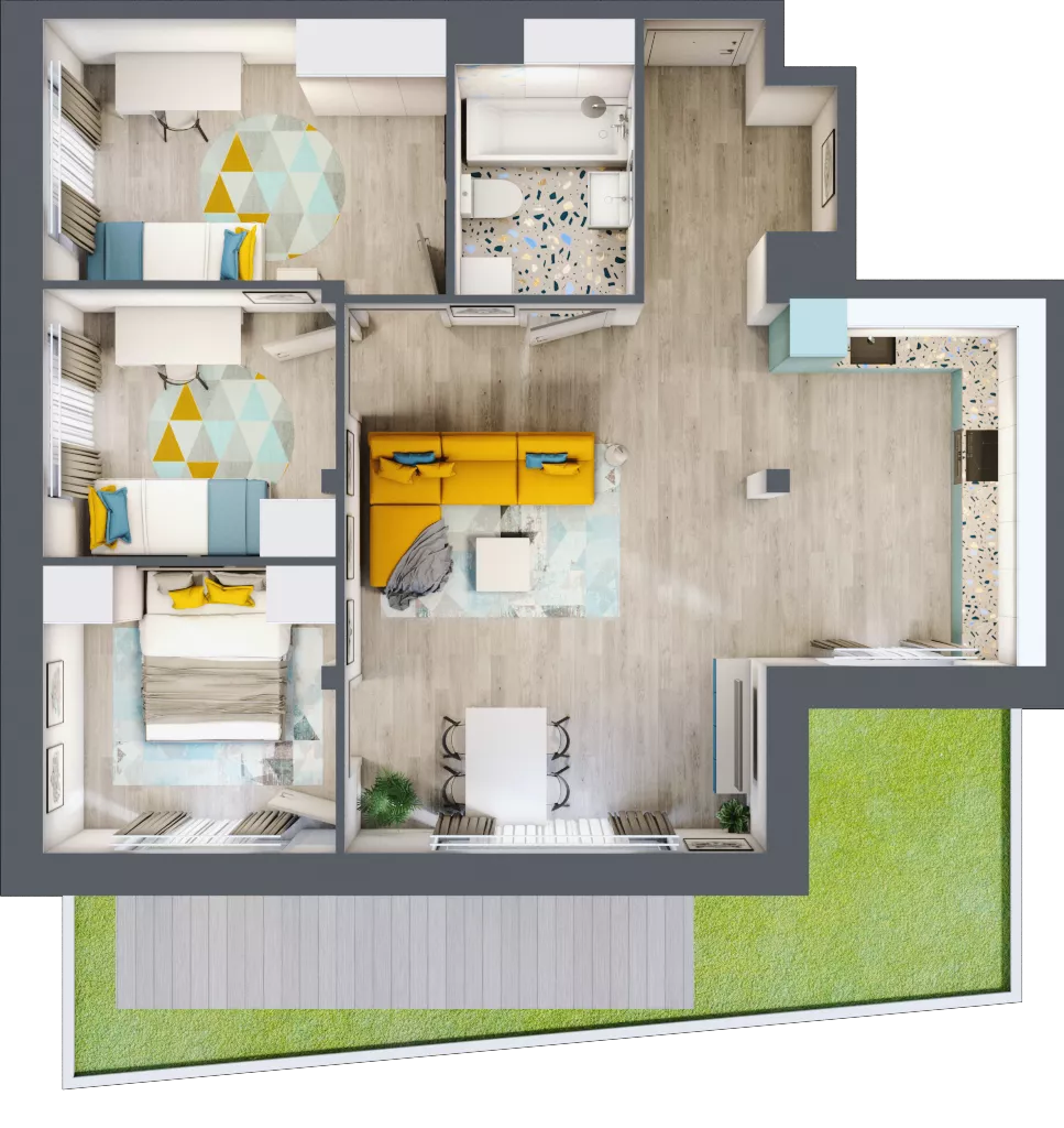 4 pokoje, mieszkanie 76,46 m², parter, oferta nr A2, ul. Stawowa ABC, Kraków, Prądnik Biały, Bronowice Wielkie, ul. Stawowa 246/246A/246B