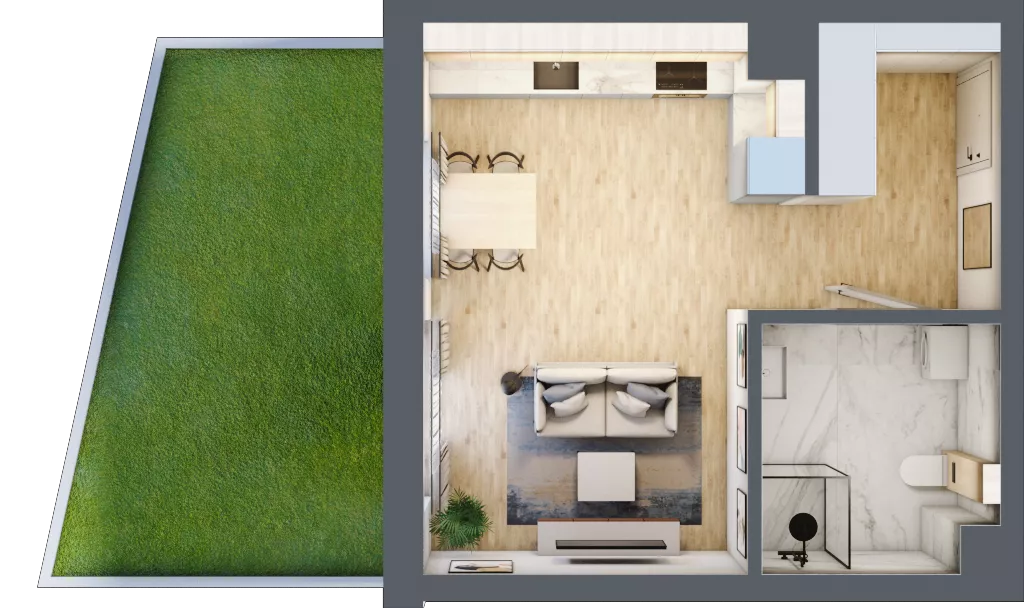 1 pokój, mieszkanie 33,59 m², parter, oferta nr 6, Centralna 51C, Kraków, Czyżyny, ul. Centralna