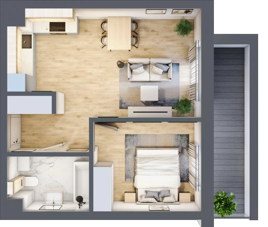 2 pokoje, mieszkanie 43,68 m², parter, oferta nr 3, Centralna 51C, Kraków, Czyżyny, ul. Centralna