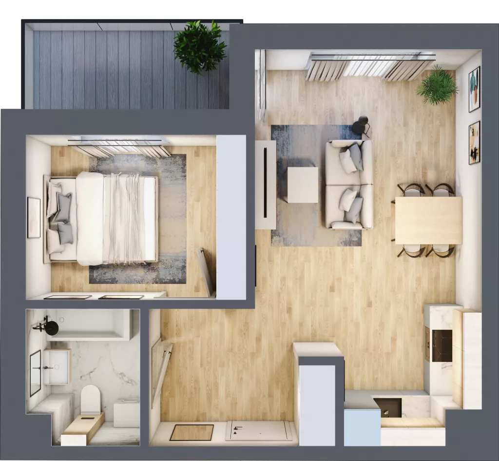 2 pokoje, mieszkanie 41,13 m², piętro 4, oferta nr 26, Centralna 51C, Kraków, Czyżyny, ul. Centralna