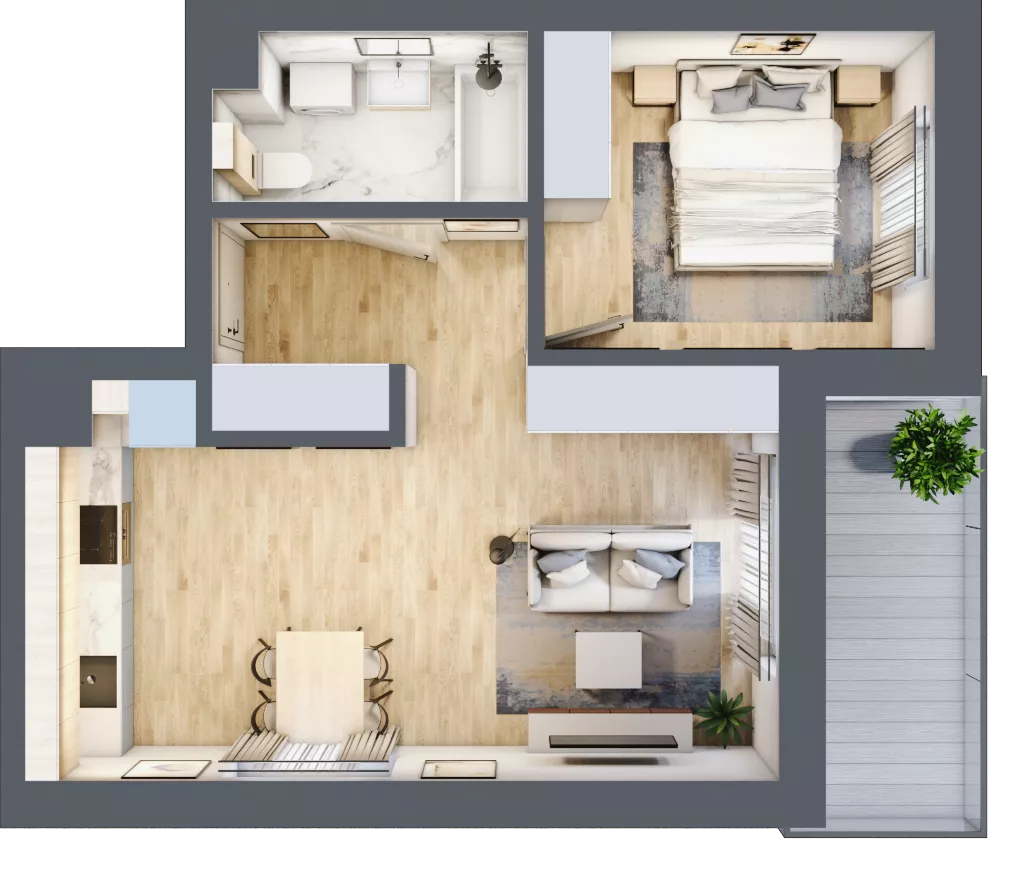2 pokoje, mieszkanie 42,18 m², piętro 1, oferta nr 10, Centralna 51C, Kraków, Czyżyny, ul. Centralna