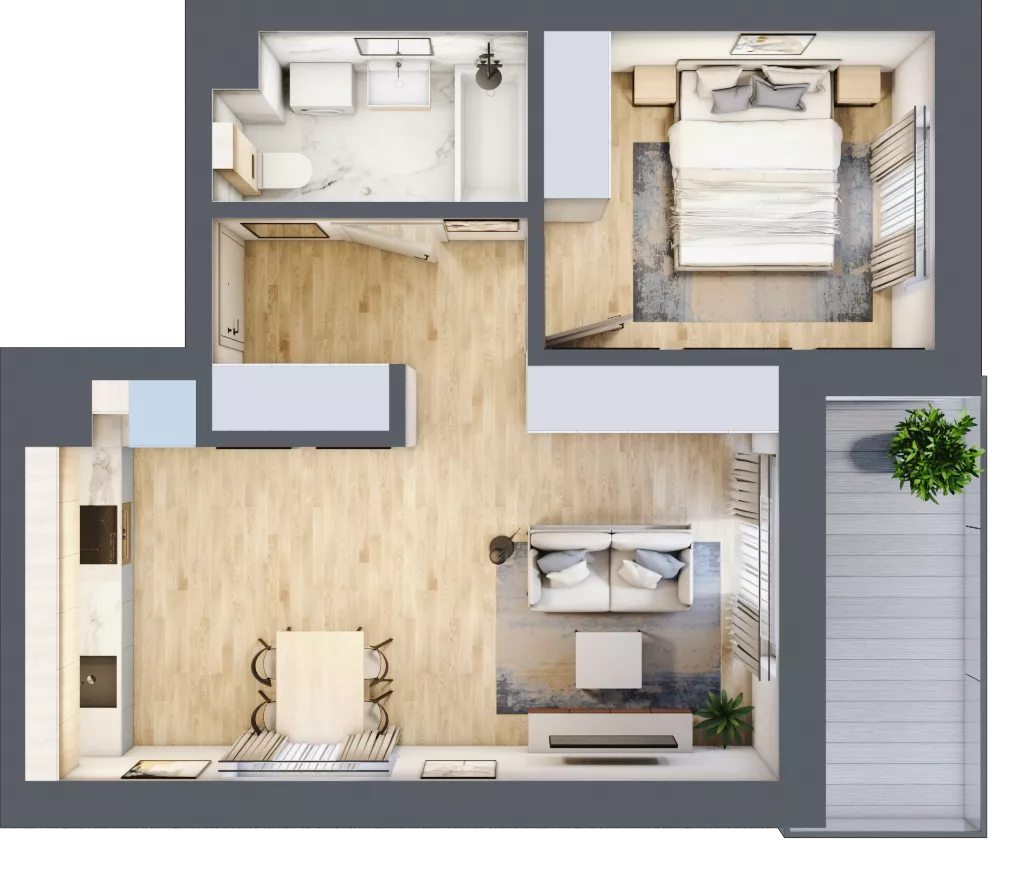 2 pokoje, mieszkanie 45,70 m², piętro 5, oferta nr 34, Centralna 51C, Kraków, Czyżyny, ul. Centralna