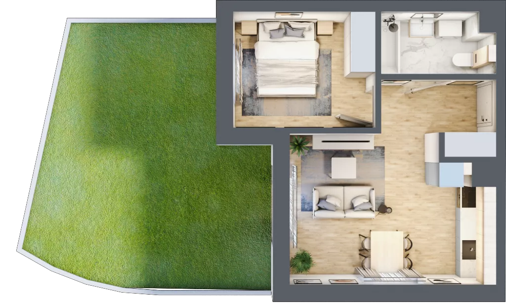 2 pokoje, mieszkanie 36,28 m², parter, oferta nr 5, Centralna 51C, Kraków, Czyżyny, ul. Centralna