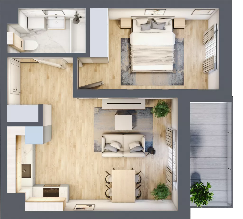 2 pokoje, mieszkanie 40,62 m², piętro 1, oferta nr 83, Centralna 51C, Kraków, Czyżyny, ul. Centralna