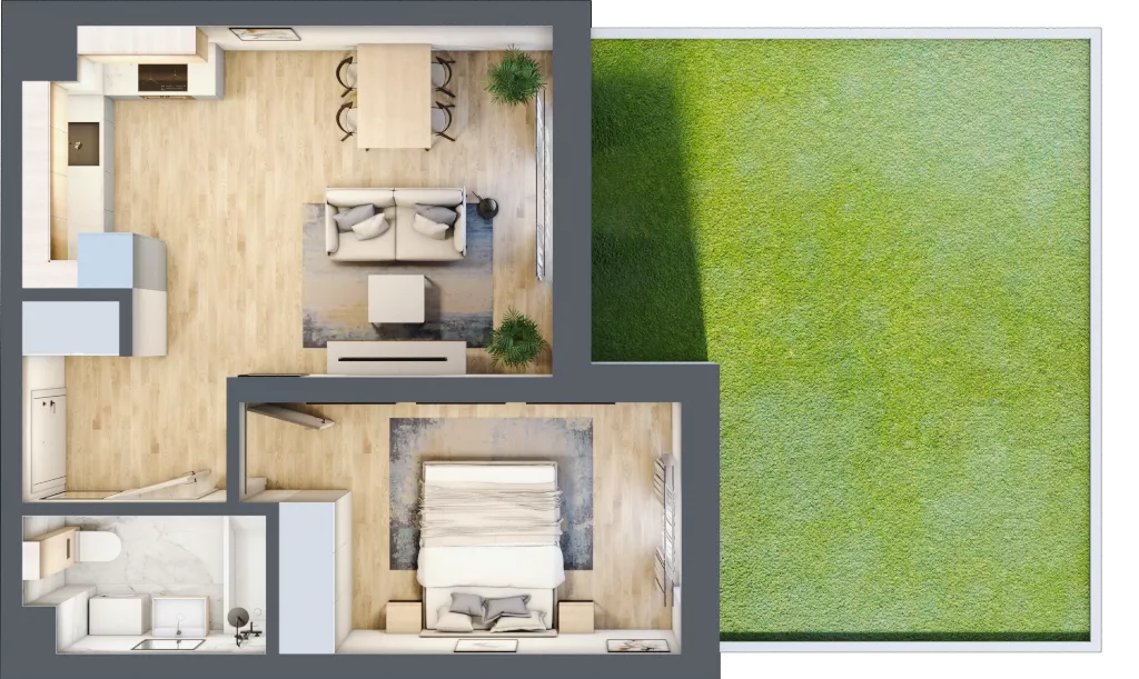 2 pokoje, mieszkanie 40,62 m², parter, oferta nr 38, Centralna 51C, Kraków, Czyżyny, ul. Centralna