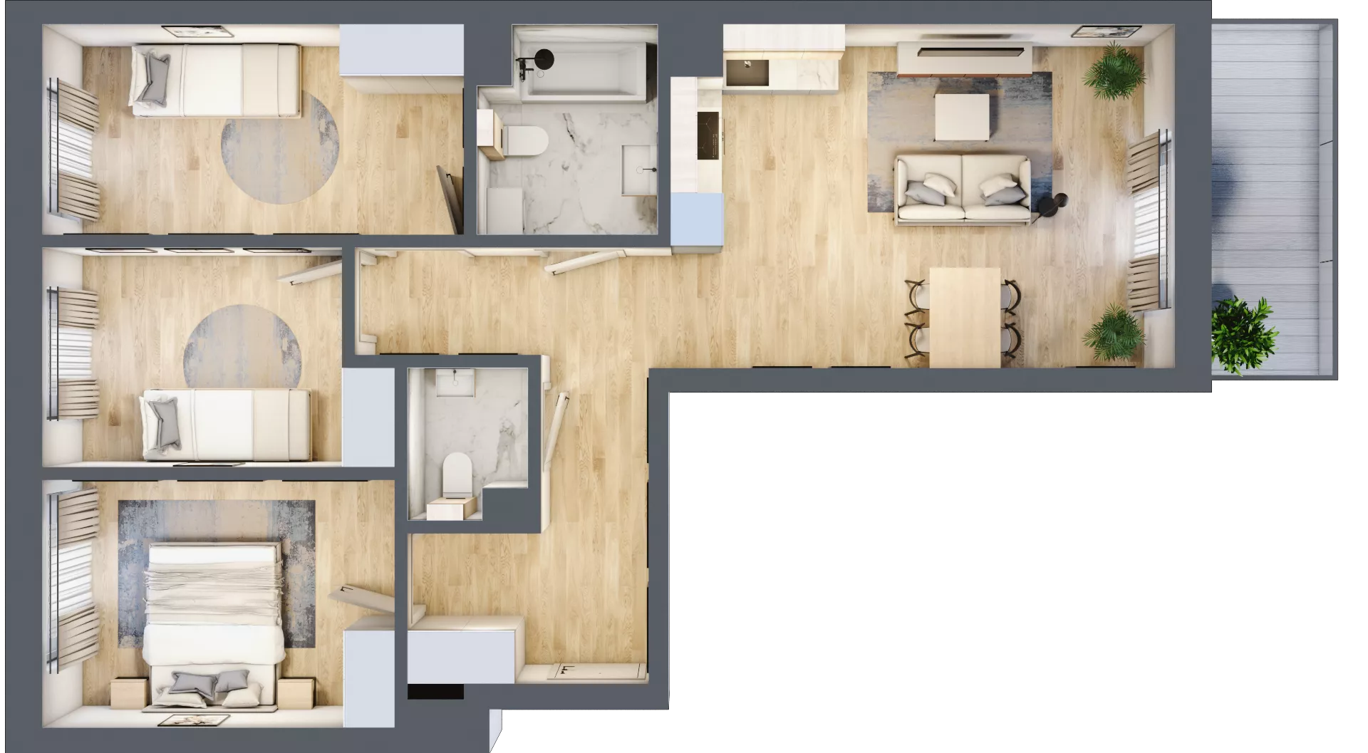 4 pokoje, mieszkanie 76,66 m², piętro 2, oferta nr 65, Centralna 51C, Kraków, Czyżyny, ul. Centralna