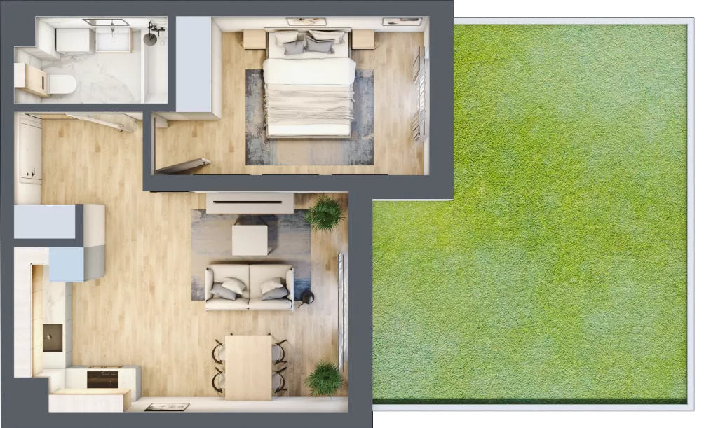 2 pokoje, mieszkanie 40,62 m², parter, oferta nr 79, Centralna 51C, Kraków, Czyżyny, ul. Centralna