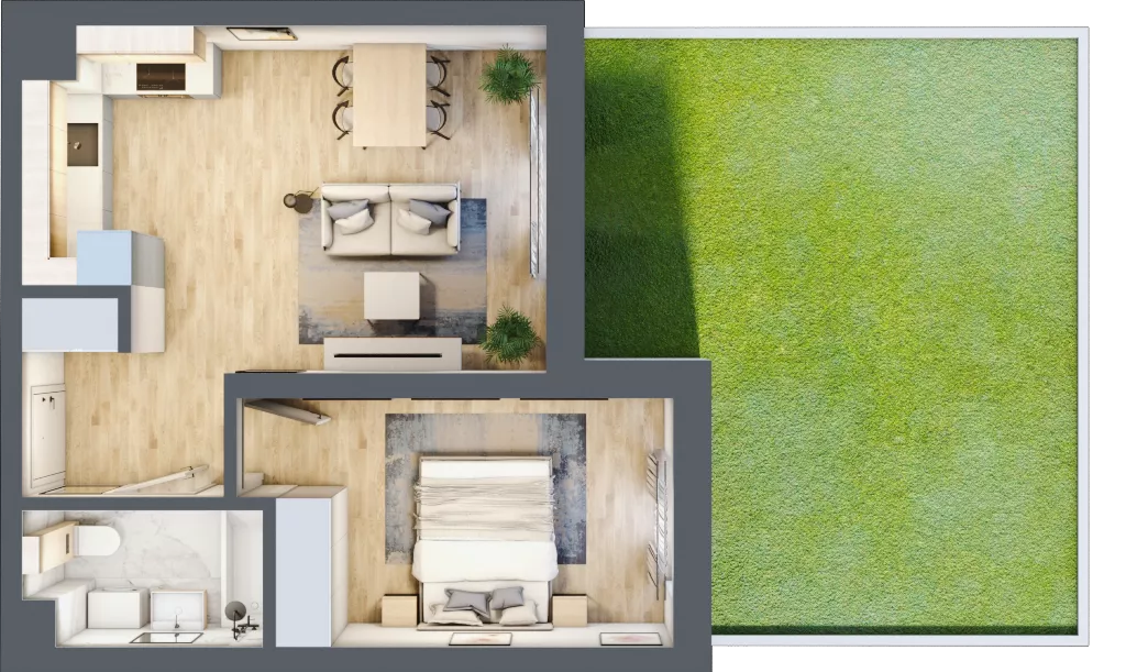 2 pokoje, mieszkanie 40,62 m², parter, oferta nr 58, Centralna 51C, Kraków, Czyżyny, ul. Centralna