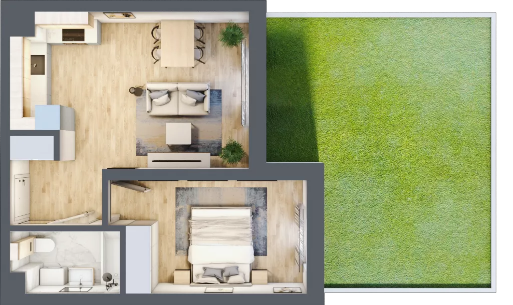 2 pokoje, mieszkanie 40,47 m², parter, oferta nr 78, Centralna 51C, Kraków, Czyżyny, ul. Centralna