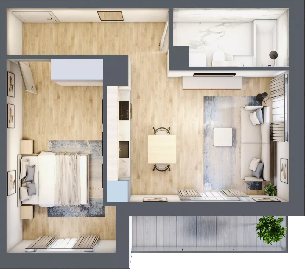 2 pokoje, mieszkanie 44,29 m², piętro 5, oferta nr mieszkanie G1-92, Piasta Park VI, Kraków, Mistrzejowice, Osiedle Piastów, Osiedle Piastów 63